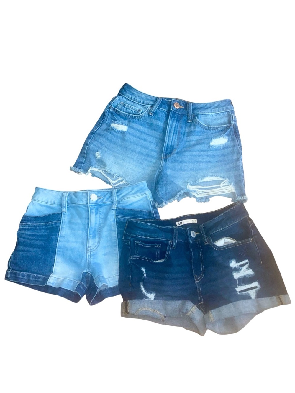 Denim Junior Sz 5/27W Short Assortment - Ripped - Two Tone - Wide/Cuffed Stretch